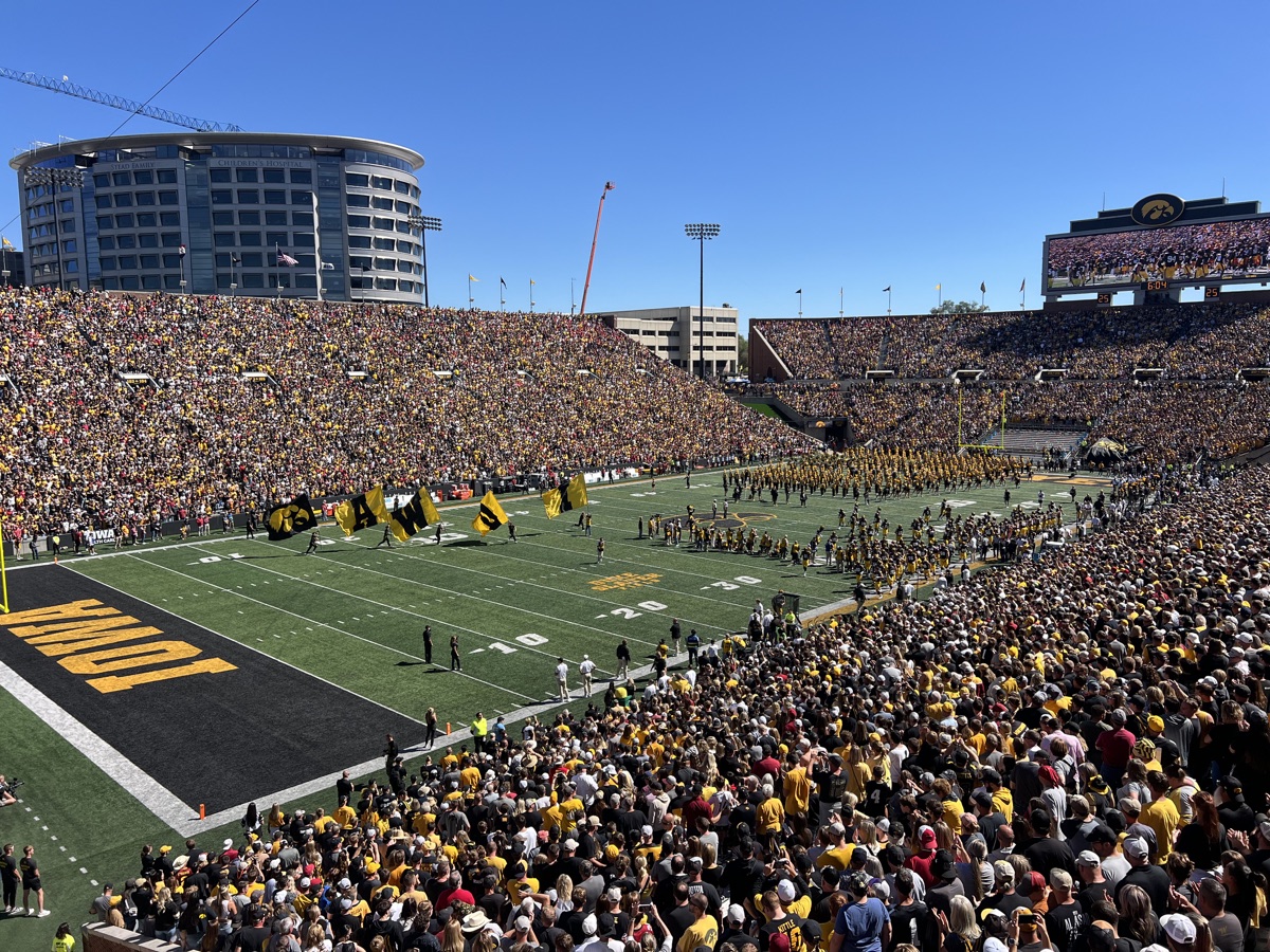 Kinnick Stadium game-day view from Iowa football seats